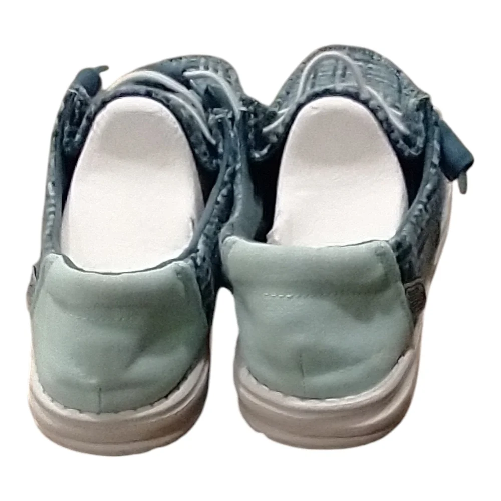 Hey Dude Women's Slip-On Knit Sneakers in Teal Green - Picture 3 of 7